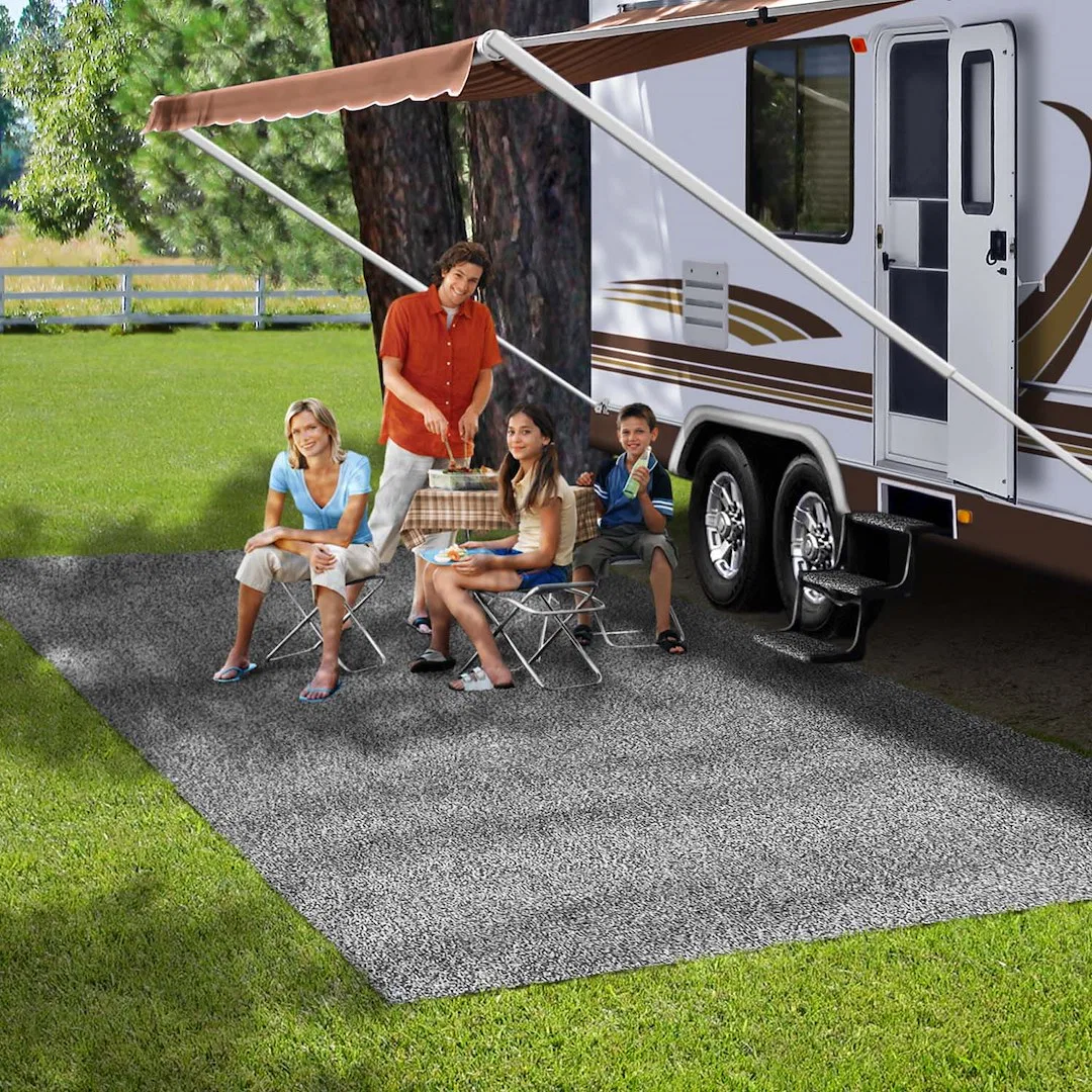 2-1153 – PRESTO FIT Patio Mat, 6 Foot x 15 Foot Stone Gray Outdoor Turf With Marine Backing Non-Reversible Fabric Wit...